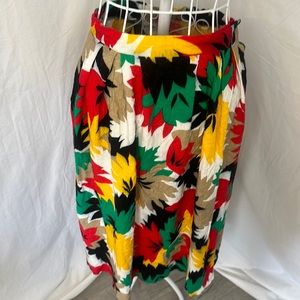 Peddlers Skirts | Vintage Pleated Midi Swing Skirt | Color: Rasta | Size: 10
